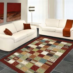 Woodstock 032 0036 8312 Brown Chequered Rug by Mastercraft
