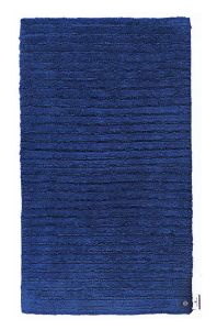 330 Navy Cotton Stripes Plain Shaggy Rug by Tom Tailor