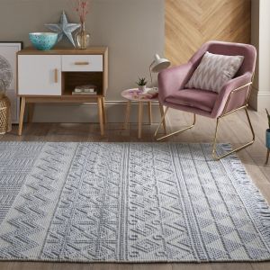 Anya 01 Duck Egg Geometric Rug by Concept Looms