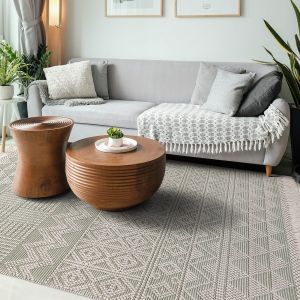 Anya 01 Ivory Mint Geometric Rug by Concept Looms