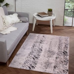 Arabella Imperial Black White Distressed Abstract Rug by HMC