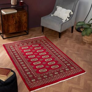 Bokhara Red Hand Knotted Traditional Rug by HMC