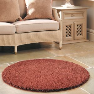 Buddy Ox Red Washable Plain Circle Rug by Origins