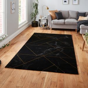 Craft 23299 Black Gold Abstract Rug by Think Rugs