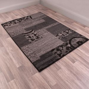 Designer Poly Patch Block Black Rug by Rug Style