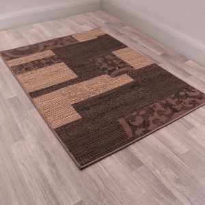 Designer Poly Patch Block Chocolate Rug by Rug Style