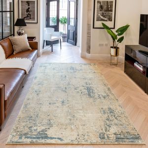 Essence ESSC04 Gold Teal Abstract Rug by Concept Looms