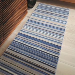 Fine Stripes Blue Beige Wool Runner by Origins