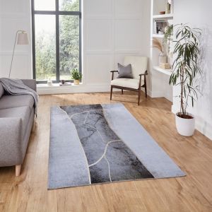 Force K7280 Grey Gold Abstract Rug by Think Rugs
