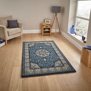 Heritage 4400 Dark Blue Traditional Rug by Think Rugs