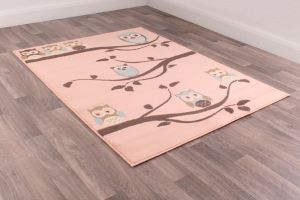 Kids Poly Owl Rose Graphics Rug by Rug Style
