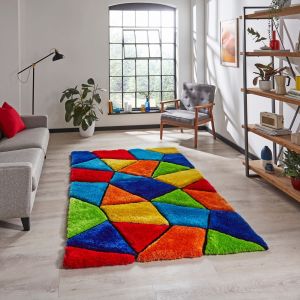 Noble House 2303 Multi Shaggy Rug by Think Rugs