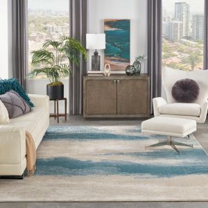 Nourison Maxell MAE06 Ivory Teal Rug