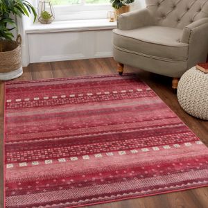 Oushak Gabbeh Red Traditional Rug by Prestige