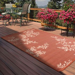 Outdoor Leaves Terracotta Rug by Rug Style