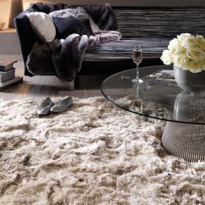 Plush Sand Luxury Shaggy Polyester Rug by Asiatic