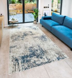 Rossa ROS03 Blue Abstract Rug by Concept Looms