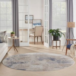 Rustic Textures RUS02 Beige Grey Circle Rug by Nourison