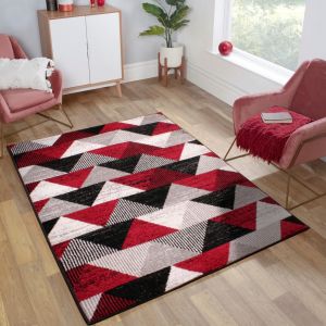 Spirit Triangle Red Modern Rug by Ultimate Rug