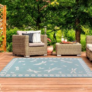 Terrace Dragonfly Teal Outdoor Rug by Rug Style