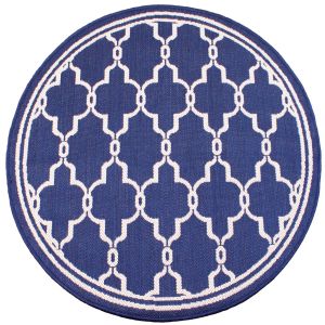 Terrace Spanish Tile Blue Outdoor Circle Rug by Rug Style