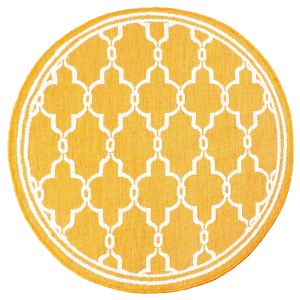 Terrace Spanish Tile Gold Outdoor Circle Rug by Rug Style