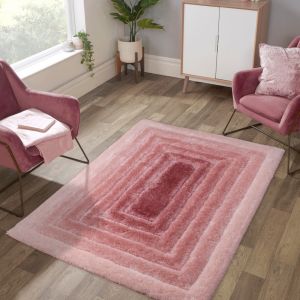 Time Gate Blush 3D Shaggy Rug by Ultimate Rug