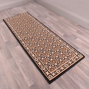 Traditional Poly Esta Black Runner by Rug Style 