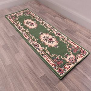Traditional Poly Sandringham Green Runner by Rug Style