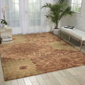 Tropics TS11 Taupe Green Floral Rug by Nourison 