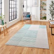 Apollo 2681 Grey Green Striped Rug by Think Rugs