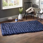 Carved Glamour Navy Shaggy Rug by Origins