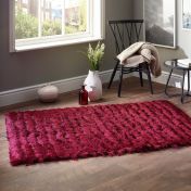 Carved Glamour Wine Shaggy Rug by Origins