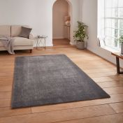 Cove Charcoal Plain Shaggy Rug by Think Rugs