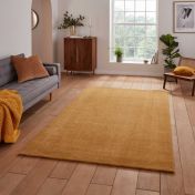 Cove Yellow Plain Shaggy Rug by Think Rugs