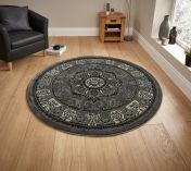 Heritage 4400 Grey Traditional Circle Rug By Think Rugs