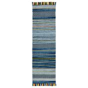Kelim Stripe Blue Flatweave Runner by Oriental Weavers