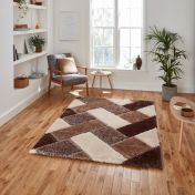 Olympia 2239 Beige Brown Shaggy Rug by Think Rugs