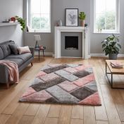 Olympia 2239 Grey Pink Shaggy Rug by Think Rugs