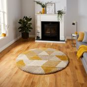 Royal Nomadic 7611 Beige Ochre Shaggy Circle Rug by Think Rugs