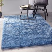 Shimmer Blue Polyester Shaggy Rug by Origins