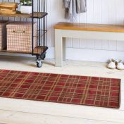 Tartan Brown Chequered Runner by Ultimate Rug