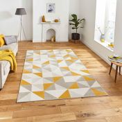 Vancouver 18214 Beige Yellow Geometric Rug by Think Rugs